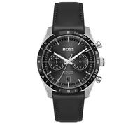 Multifunktionsuhr BOSS "TOURMASTER", schwarz, schwarz, Armbanduhren, Herren, Quarzuhr, Armbanduhr, Herrenuhr, Lederarmband, analog, Tag (26833537-0) schwarz, schwarz