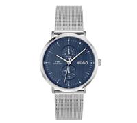 Hugo boss quarz silberfarbenem herren uhr mit blauemzifferblatt und mesh armband one_size Silber