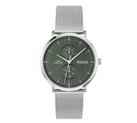 Hugo boss quarz silberfarbenem herren uhr mit grünem zifferblatt und mesh armband one_size Silber