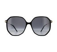 Hugo Boss Round Womens Schwarz Gold Dunkel Grau Gradient Sonnenbrille Einheitsgröße