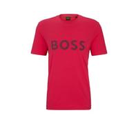 Hugo Boss T-Shirt Regular Fit aus Baumwollstrick mit Logo-Print, Rosa, CH