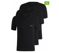 HUGO Herren T-Shirt RN Triplet P, 3er-Pack Baumwolle, Rundhals, Kurzarm, Logo, Schwarz S