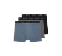 HUGO Dreierpack eng anliegende Boxershorts aus Stretch-Baumwolle mit mittlerer Bundhöhe - Style BOXERBR TRIPLET PACK, 50532613 Schwarz / Grau / Blau M