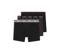 HUGO Dreierpack eng anliegende Boxershorts aus Stretch-Baumwolle - Style BOXERBR TRPLT DESIGN, 50532559 Schwarz M