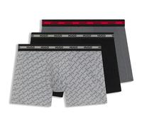 HUGO Dreierpack eng anliegende Boxershorts mit Logos am Bund - Style BOXER BR PLANET DES, 50545674 Schwarz / Grau XL