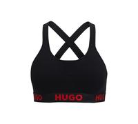 HUGO Bralette aus Stretch-Baumwolle mit hinten überkreuzten Trägern und Logo-Band - Style BRALETTE PADDED SPORTY LOGO, 50469628 Schwarz XS