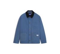 Hemdjacke HUGO BLUE "Brams", Herren, Gr. M, open blau472, Web, Obermaterial: 100% Baumwolle, unifarben, oversize normal, Rundhals, 1-Knopf-Manschette mit Schlitz, Jacken, Cordkragen, Oversized Fit, le