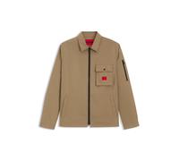 HUGO Canvas-Overshirt aus Baumwoll-Mix mit Reißverschluss und Logo-Label - Style Emmond, 50482701 Beige M
