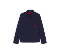 HUGO Canvas-Overshirt aus Baumwoll-Mix mit Reißverschluss und Logo-Label - Style Emmond, 50482701 Dunkelblau L