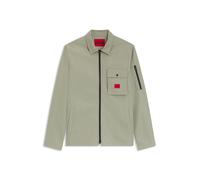HUGO Canvas-Overshirt aus Baumwoll-Mix mit Reißverschluss und Logo-Label - Style Emmond, 50482701 Hellgrün M