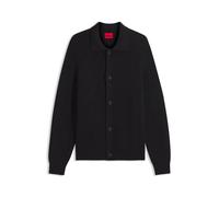 HUGO Cardigan aus Schurwoll-Mix mit Hemdkragen - Style Sardeep, 50570398 Schwarz XL