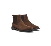 HUGO Chelsea Boots aus Veloursleder mit Logo-Prägung - Style Lysander_cheb_sdel, 50569017 Braun 46