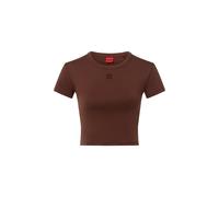 HUGO Slim-Fit T-Shirt aus Baumwoll-Mix mit Logo-Stickerei - Style Delanor, 50512000 Dunkelbraun L