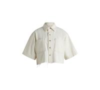 HUGO Cropped-Jacke aus ecrufarbenem Denim mit unversäubertem Saum - Style Getecna_B, 50537471 Natur L