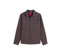 HUGO Cropped Oversize-Fit Hemd aus Baumwolle mit Hahnentritt-Muster - Style Eniri, 50570469 Braun gemustert S