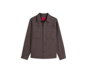 HUGO Cropped Oversize-Fit Hemd aus Baumwolle mit Hahnentritt-Muster - Style Eniri, 50570469 Braun gemustert L