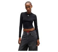 HUGO Crop Logo Langarmshirt schwarz Damen - L