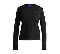 Longsleeve HUGO BLUE "Daliria_B", Damen, Gr. L, schwarz, Jersey, Obermaterial: 100% Baumwolle, unifarben, casual, regular fit, Rundhals, Langarm abgesteppte Kante, Shirts, mit Label-Badge (47828853-L)