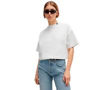 HUGO Relaxed-Fit T-Shirt aus Baumwoll-Jersey in Cropped-Länge mit Stack-Logo - Style Damelody, 50520187 Weiß XL