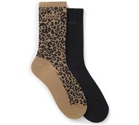 Socken HUGO UNDERWEAR "LEO LOGO", Damen, Gr. 39-42, schwarz, braun gem., Baumwollmischung, uni und gemustert, elastisch, Socken, mit HUGO-Schriftzug (51250701-39) schwarz, braun gem.