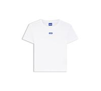 HUGO Blue Cropped T-Shirt mit Label-Detail in Weiss, Größe L