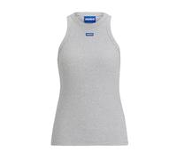 HUGO Damen Box Logo Easy Tank T-Shirt, Grau, Melange, Mittel