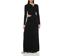 HUGO Damen Cut Out Ruched Detail Long Dress Lässiges Kleid, Schwarze Jade, Mittel