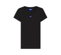HUGO T-Shirt Easy Tee_B, Slim-Fit gerippte Stretch-Baumwolle mit Logo Schwarz L