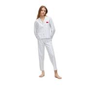 HUGO Damen Gestreiftes Pyjama Knopfleiste Hosen-Set, Mehrfarbig, L