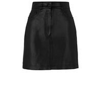 HUGO Damen Lusila A-Linien-Minirock aus Leder mit rotem Logo-Aufnäher Schwarz XS