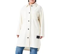 HUGO Damen Melesa-2 Relaxed-Fit Mantel aus Teddyfell mit Logo-Patch Weiß 42