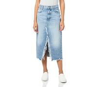 HUGO Damen Mid Length Ripped Denim Skirt Rock, Blau verblasst, Klein