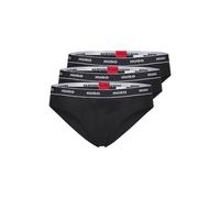 HUGO Damen Slips, 3er Pack - Brief Stripe, Unterwäsche, Baumwolle, Logo, einfarbig M Schwarz