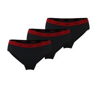 HUGO Damen Slips, 3er Pack - Brief Stripe, Unterwäsche, Baumwolle, Logo, einfarbig Schwarz/Rot S