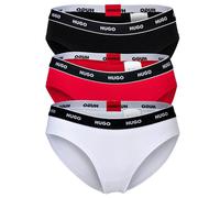 HUGO Damen Slips, 3er Pack - TRIPLET BRIEF STRIPE, Cotton Stretch, Logo, uni Schwarz/Rot/Weiß M