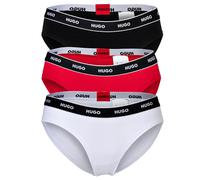 HUGO Damen Slips, 3er Pack - TRIPLET BRIEF STRIPE, Cotton Stretch, Logo, uni Schwarz/Rot/Weiß / XL XL Schwarz