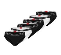 HUGO Damen Slips, 6er Pack - Brief Stripe, Unterwäsche, Baumwolle, Logo, einfarbig Schwarz/Weiß XS