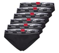 HUGO Damen Slips, 6er Pack - Brief Stripe, Unterwäsche, Baumwolle, Logo, einfarbig Schwarz XS