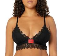 Hugo Damen Spitze Gepolsterter Triangel-BH in geometrischem Muster, Stormy Black, Large
