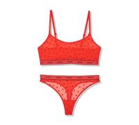 Hugo Damen-Spitzen-Bralette und Tanga, Geschenk-Set, Candy rot, Large