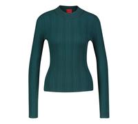 HUGO Damen Strickpullover mit Stehkragen SARPHAMMILK Slim Fit, grün, Gr. L