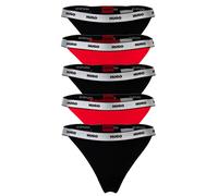 HUGO Damen String, 5er Pack - Fivepack String Gift, Cotton Stretch, Logo, uni Schwarz/Rot S