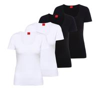 HUGO Damen T-Shirt, 4er Pack - T-Shirt RN, Unterziehshirt, Rundhals, Baumwolle, einfarbig Schwarz/Weiß S