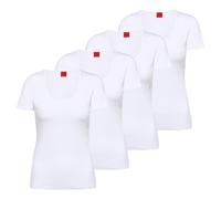 HUGO Damen T-Shirt, 4er Pack - T-Shirt RN, Unterziehshirt, Rundhals, Baumwolle, einfarbig Weiß / L L Weiß