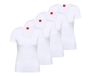 HUGO Damen T-Shirt, 4er Pack - T-Shirt RN, Unterziehshirt, Rundhals, Baumwolle, einfarbig Weiß / XS XS Weiß