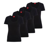 HUGO Damen T-Shirt, 4er Pack - T-Shirt RN, Unterziehshirt, Rundhals, Baumwolle, einfarbig XS Schwarz