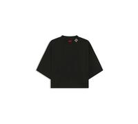 HUGO Relaxed-Fit T-Shirt aus Baumwolle in Cropped-Länge mit Nacken-Logo - Style Damelody, 50561189 Schwarz M