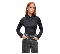 HUGO Slim-Fit Bluse aus bügelleichter Popeline - Style The Fitted Shirt, 50416895 Schwarz 34