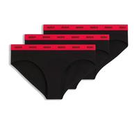 HUGO Damen Slips, 3er Pack - Brief Stripe, Unterwäsche, Baumwolle, Logo, einfarbig Schwarz/Rot M