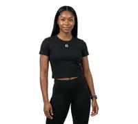 HUGO Slim-Fit T-Shirt in Cropped-Länge aus Baumwoll-Mix mit Stack-Logo - Style Delanor, 50512000 Schwarz XS